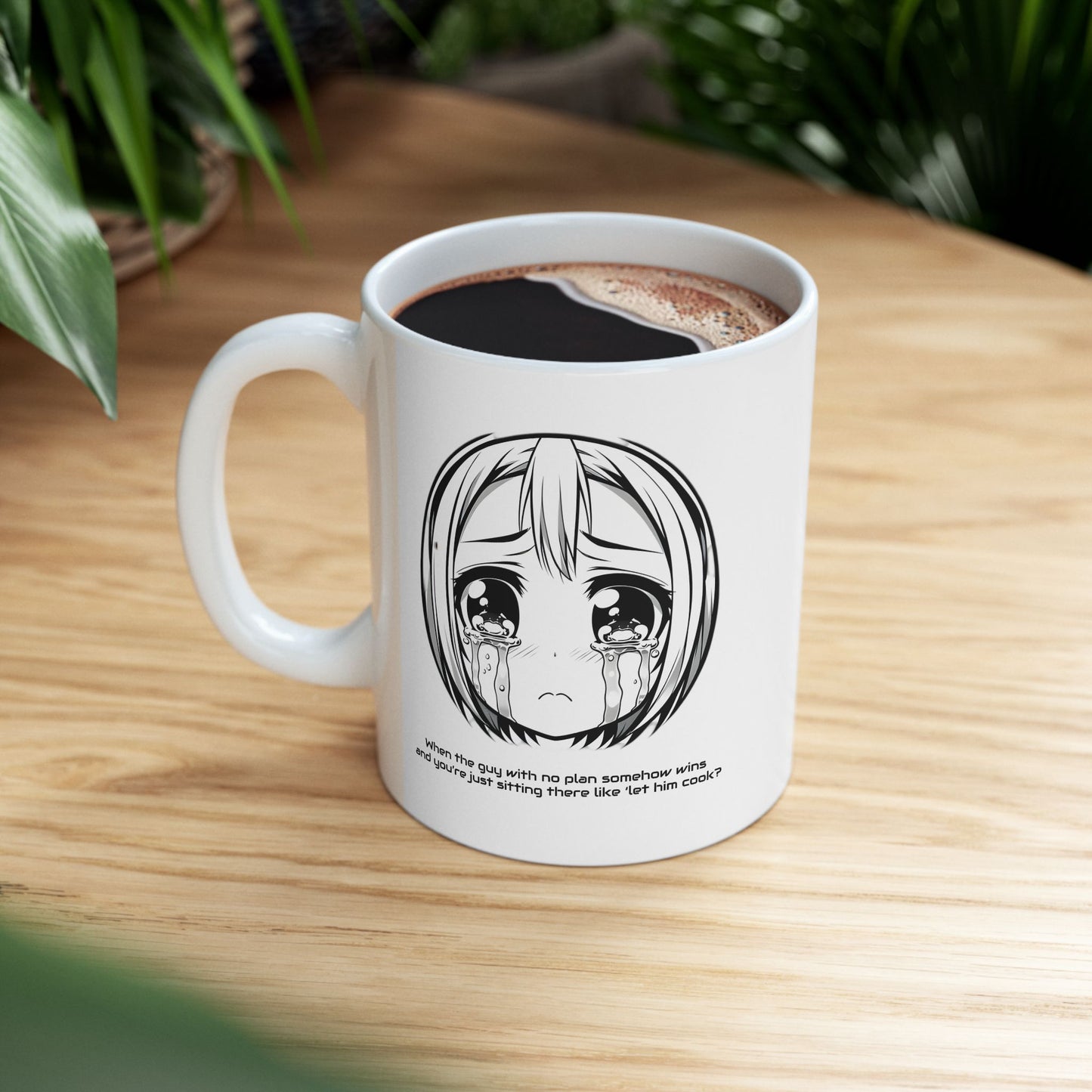 Mug - 'Let Him Cook' Guy With No Plan Meme Quote Ceramic Mug
