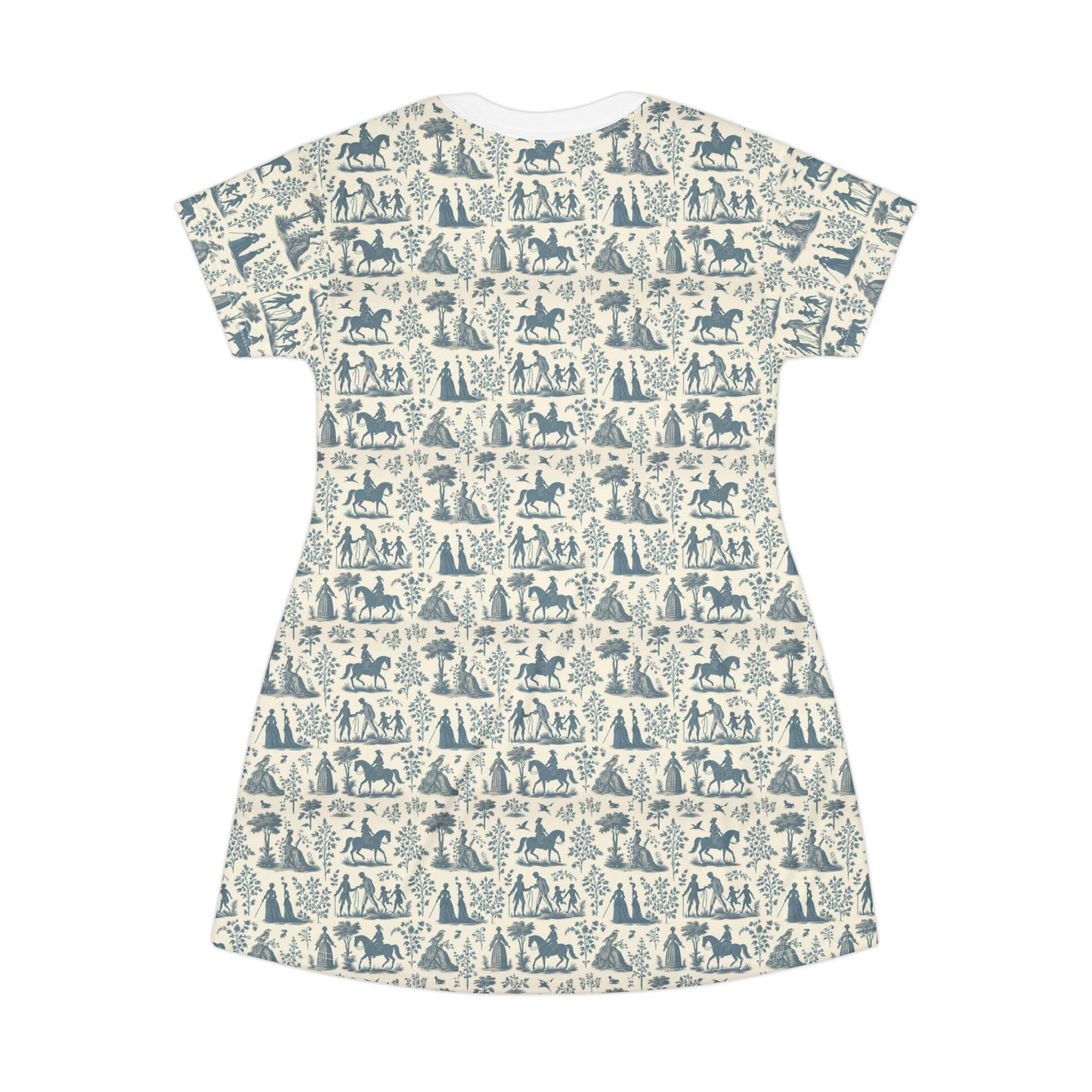 Pale Blue Toile de Jouy T-Shirt Dress