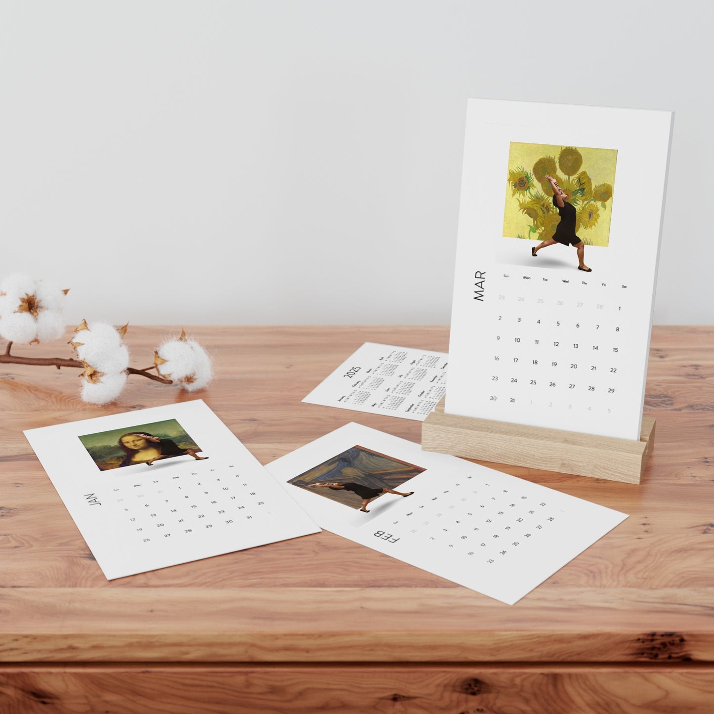 Yoga Calendar, Famous Paintings Desk Calendar, 2025 Vertical Daily Planner, Art Lover Gift, Home Office Decor, Wall Calendar for Relaxation