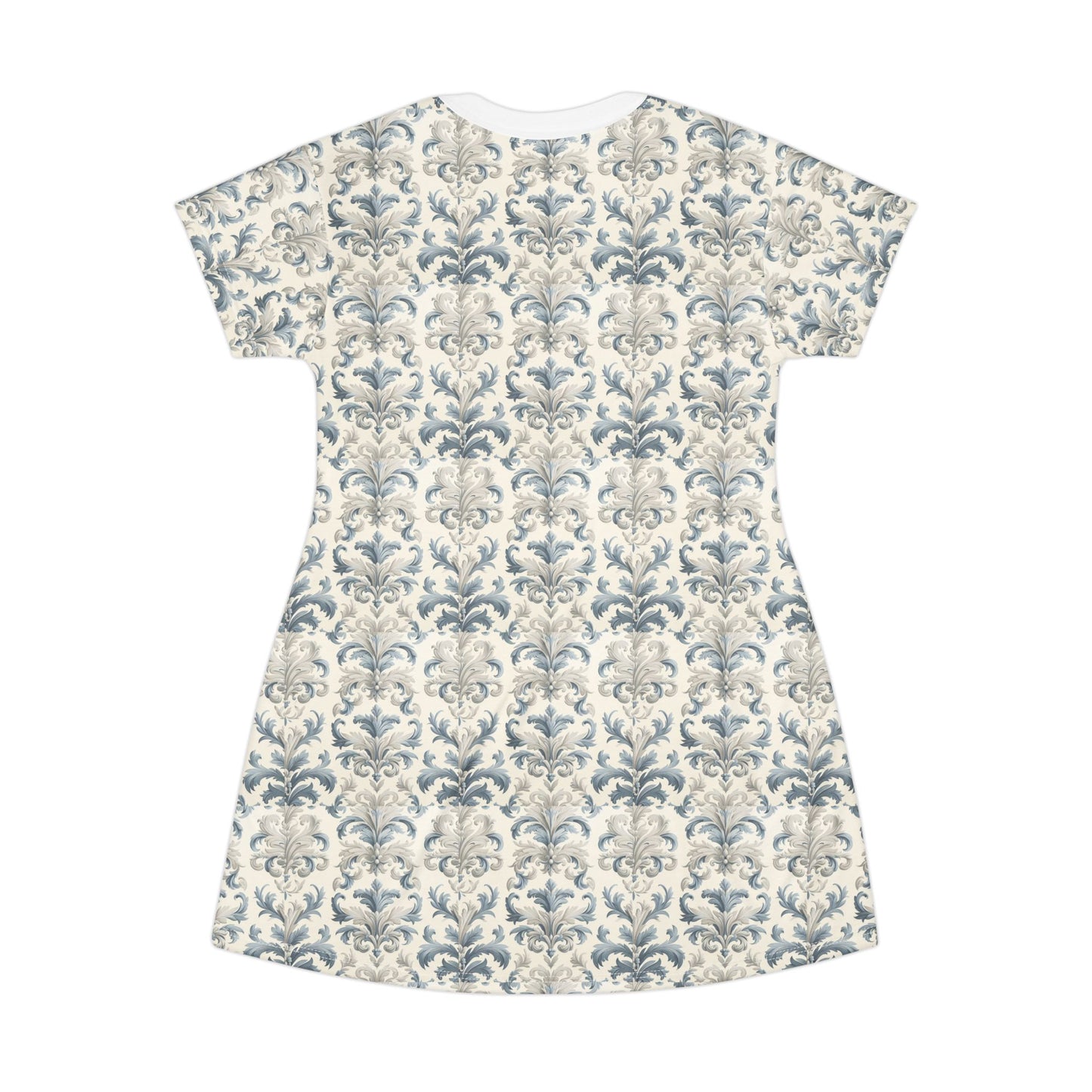 Pale Blue Damask T-Shirt Dress