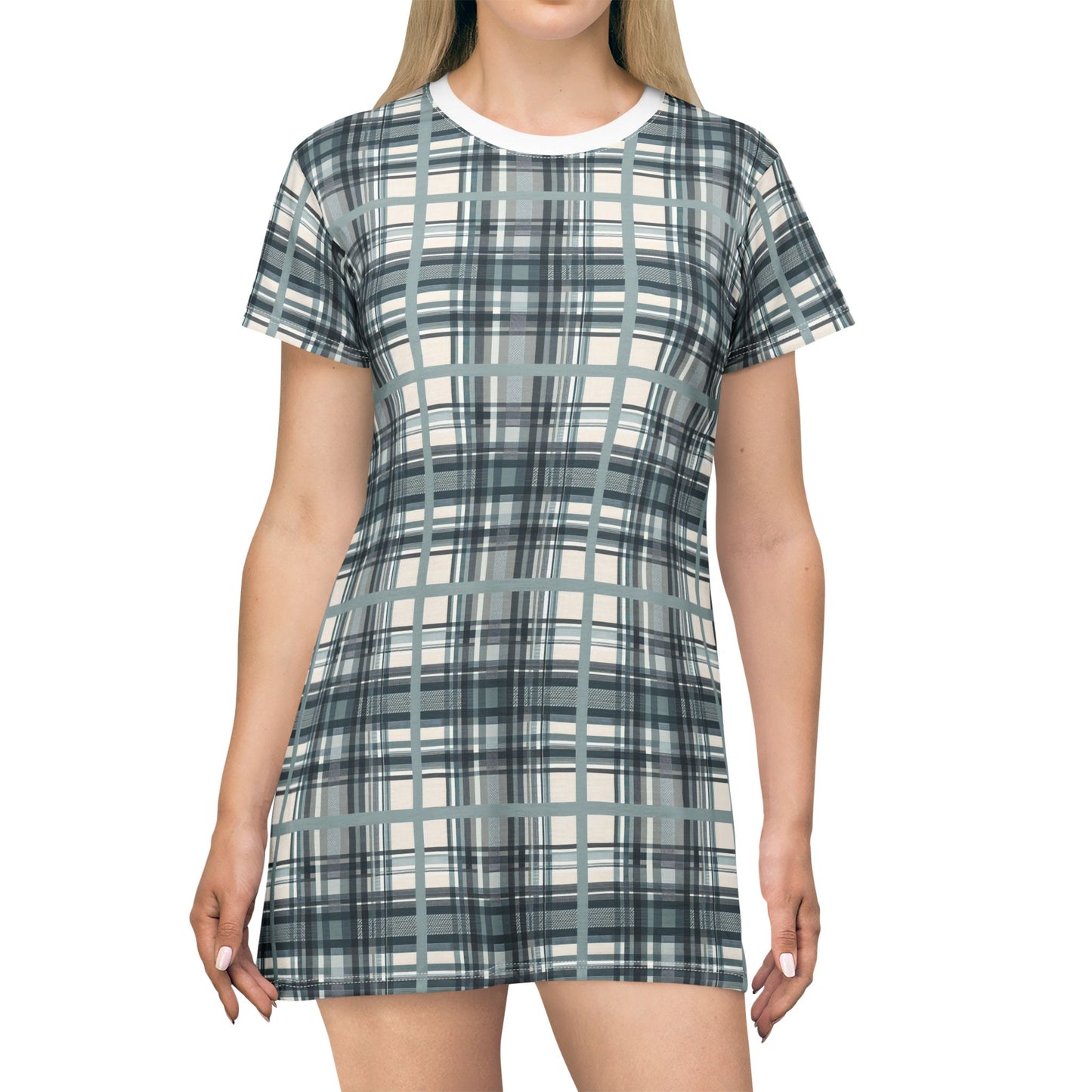 Grey Tartan T-Shirt Dress
