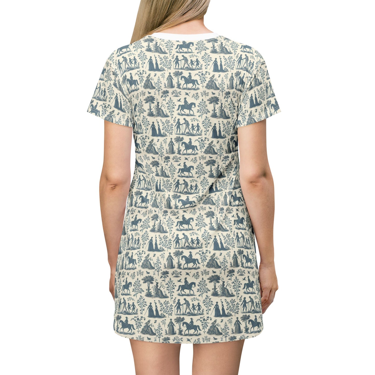 Pale Blue Toile de Jouy T-Shirt Dress