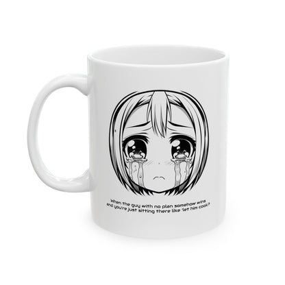 Mug - 'Let Him Cook' Guy With No Plan Meme Quote Ceramic Mug