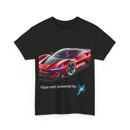 Funny Faux-rrari T-shirt, Humorous Car Lover Tee, Sarcastic Graphic Shirt, Gift for Him, Lightweight Cotton Top