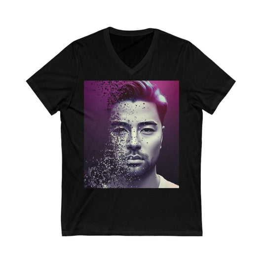 Deconstructed Face Unisex Jersey Short Sleeve V-Neck Tee