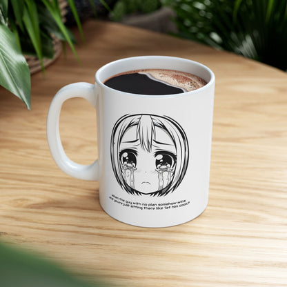 Mug - 'Let Him Cook' Guy With No Plan Meme Quote Ceramic Mug