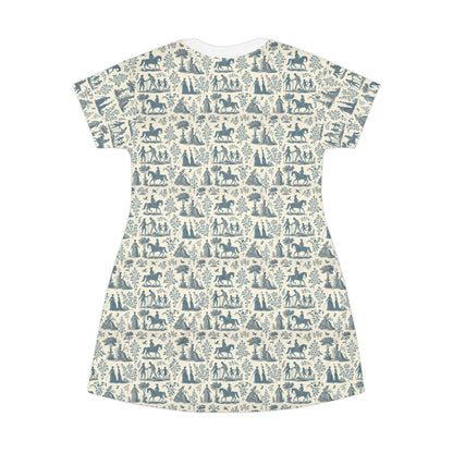 Pale Blue Toile de Jouy T-Shirt Dress