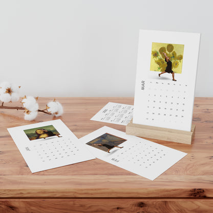 Yoga Calendar, Famous Paintings Desk Calendar, 2025 Vertical Daily Planner, Art Lover Gift, Home Office Decor, Wall Calendar for Relaxation