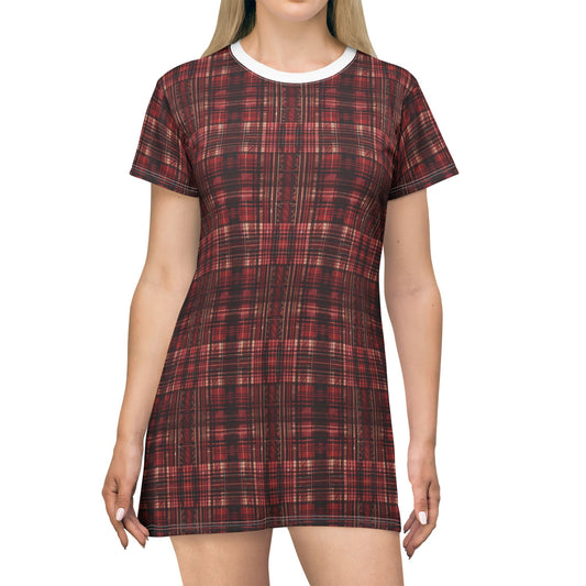 Red Tartan T-Shirt Dress