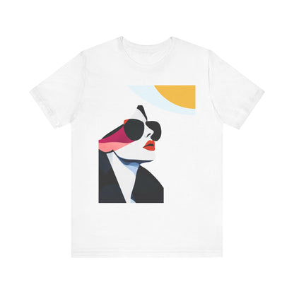 Graphic Tee - Block Style Art Woman with Sunglasses Winter Sun Design