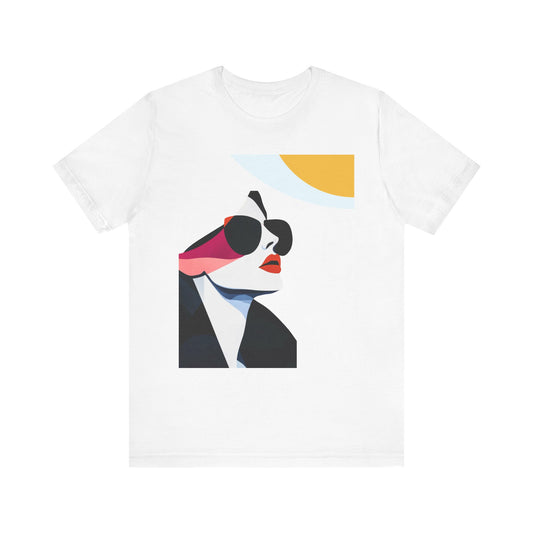 Graphic Tee - Block Style Art Woman with Sunglasses Winter Sun Design