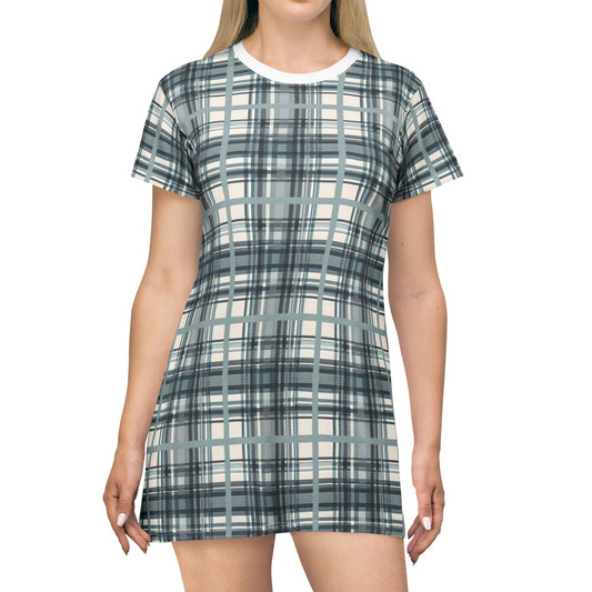Grey Tartan T-Shirt Dress
